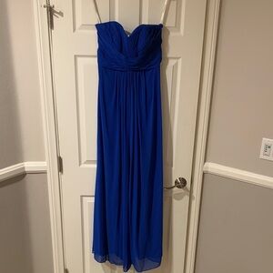 David's Bridal Strapless Royal Blue Gown